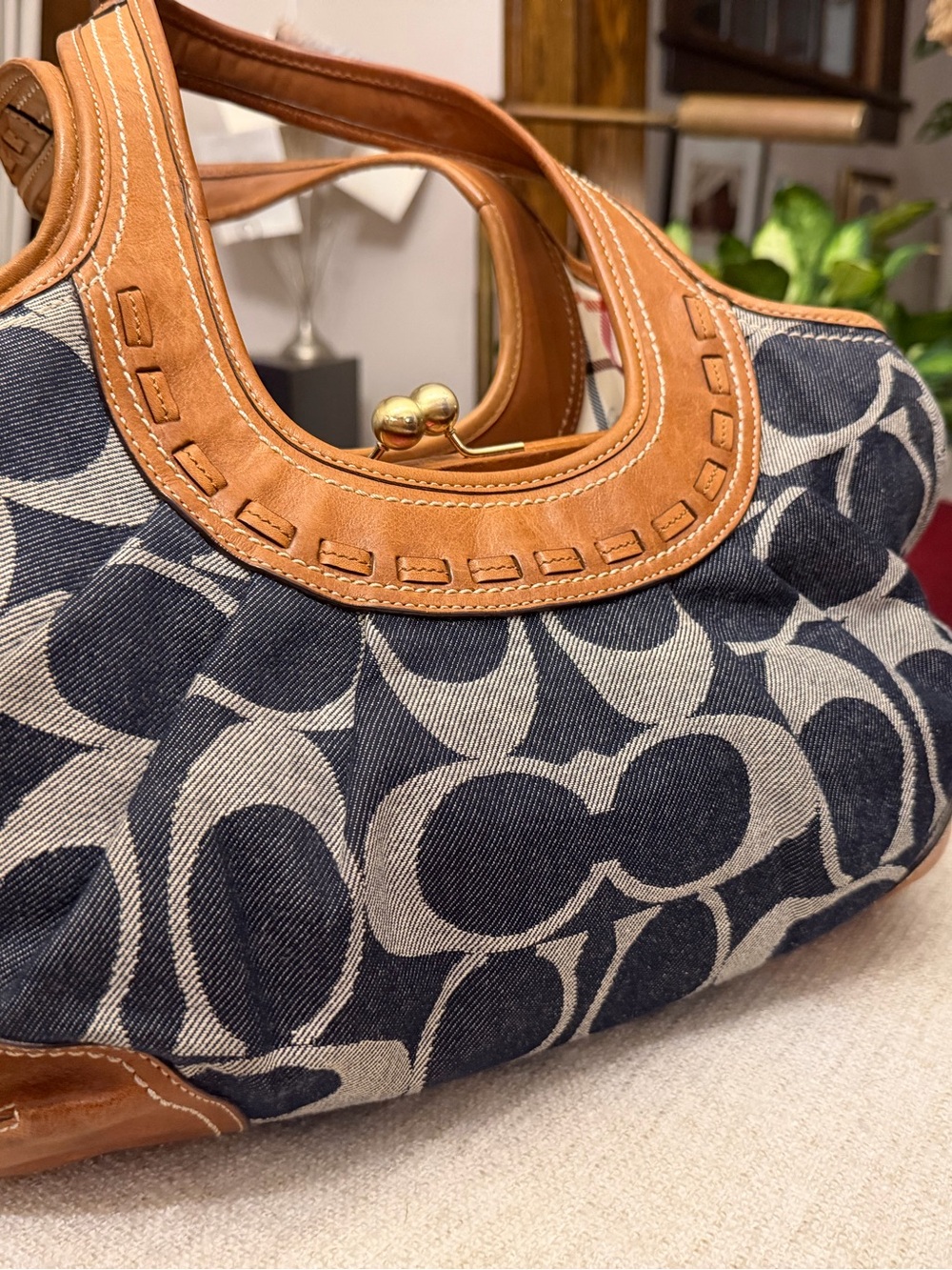 Coach Vintage Y2K Signature Denim Jacquard Kisslock Shoulder Bag 12717 - Picture 3 of 7